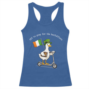 Funny Goose Christian St Patrick's Day Racerback Tank Top Off To Pray For The Kerfufflers TS14 Royal Blue Print Your Wear