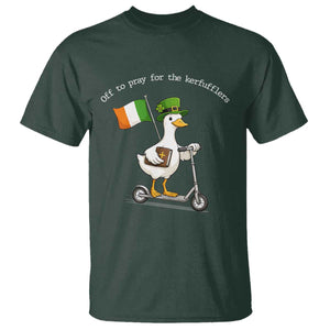 Funny Goose Christian St Patrick's Day T Shirt Off To Pray For The Kerfufflers TS14 Dark Forest Green Print Your Wear