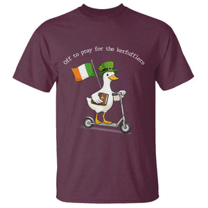 Funny Goose Christian St Patrick's Day T Shirt Off To Pray For The Kerfufflers TS14 Maroon Print Your Wear