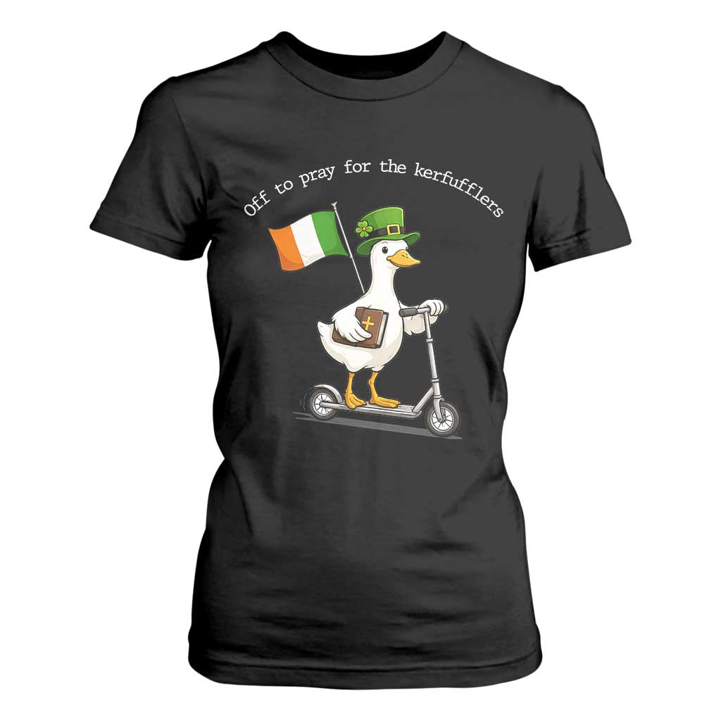Funny Goose Christian St Patrick's Day T Shirt For Women Off To Pray For The Kerfufflers TS14 Black Print Your Wear