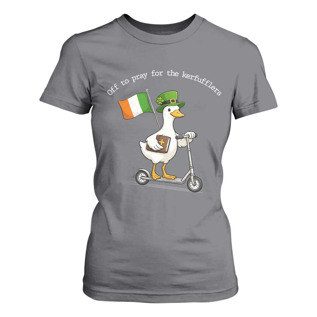 Funny Goose Christian St Patrick's Day T Shirt For Women Off To Pray For The Kerfufflers TS14 Charcoal Print Your Wear