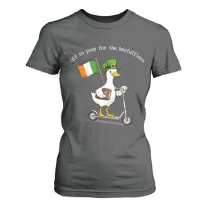 Funny Goose Christian St Patrick's Day T Shirt For Women Off To Pray For The Kerfufflers TS14 Dark Heather Print Your Wear