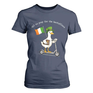 Funny Goose Christian St Patrick's Day T Shirt For Women Off To Pray For The Kerfufflers TS14 Navy Print Your Wear