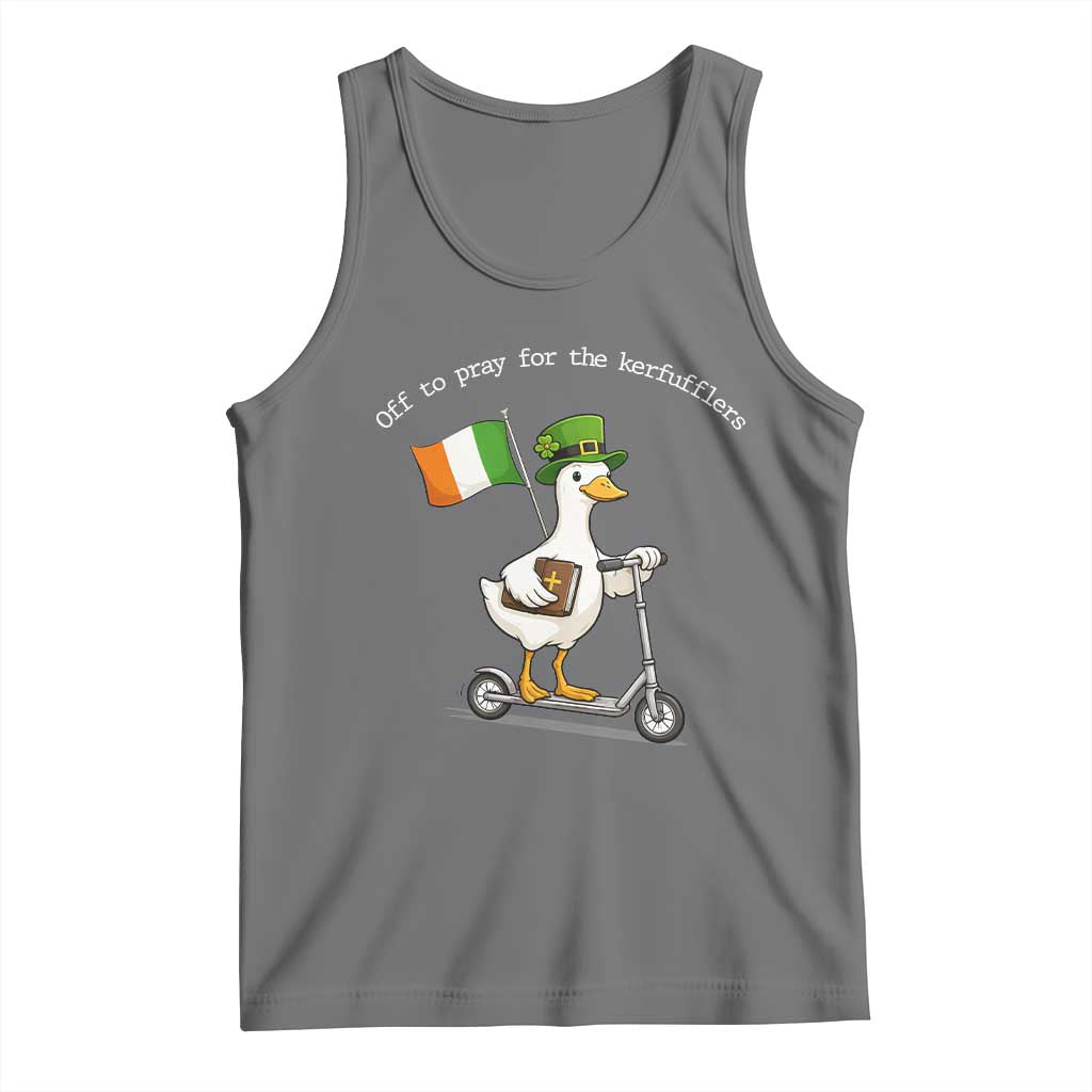 Funny Goose Christian St Patrick's Day Tank Top Off To Pray For The Kerfufflers TS14 Black Heather Print Your Wear