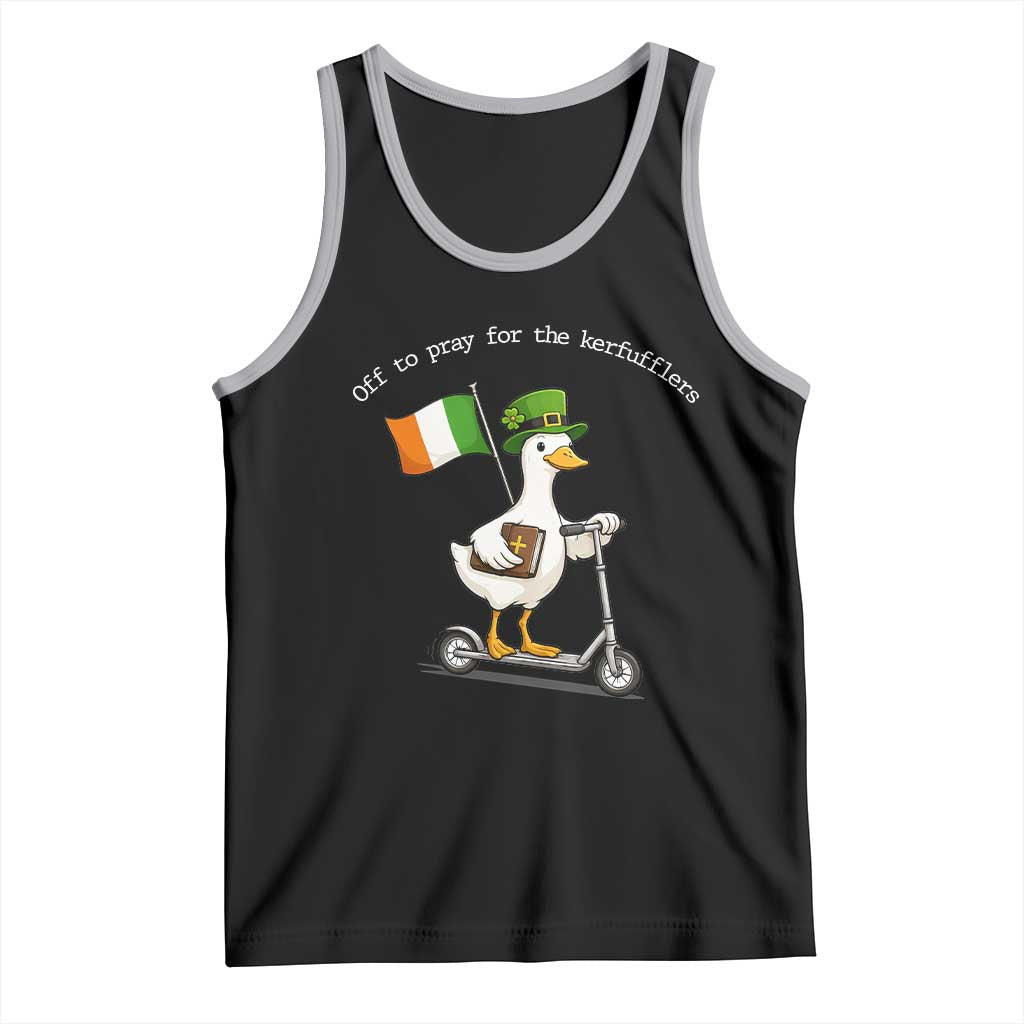 Funny Goose Christian St Patrick's Day Tank Top Off To Pray For The Kerfufflers TS14 Black Athletic Heather Print Your Wear
