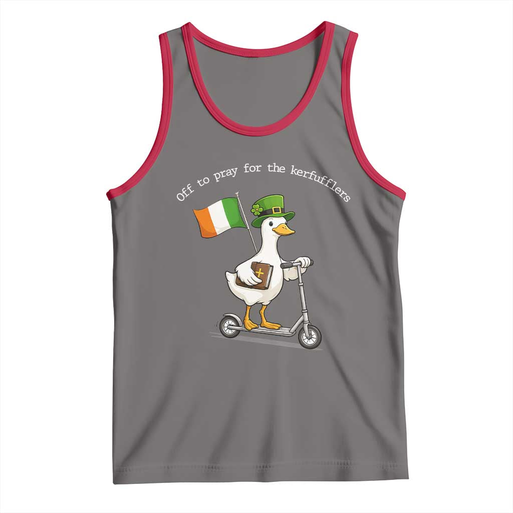 Funny Goose Christian St Patrick's Day Tank Top Off To Pray For The Kerfufflers TS14 Deep Heather Red Print Your Wear