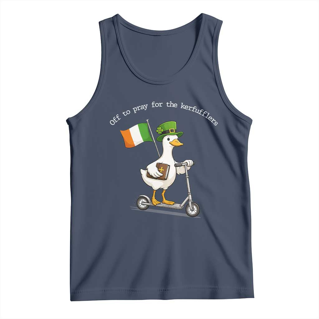 Funny Goose Christian St Patrick's Day Tank Top Off To Pray For The Kerfufflers TS14 Navy Print Your Wear