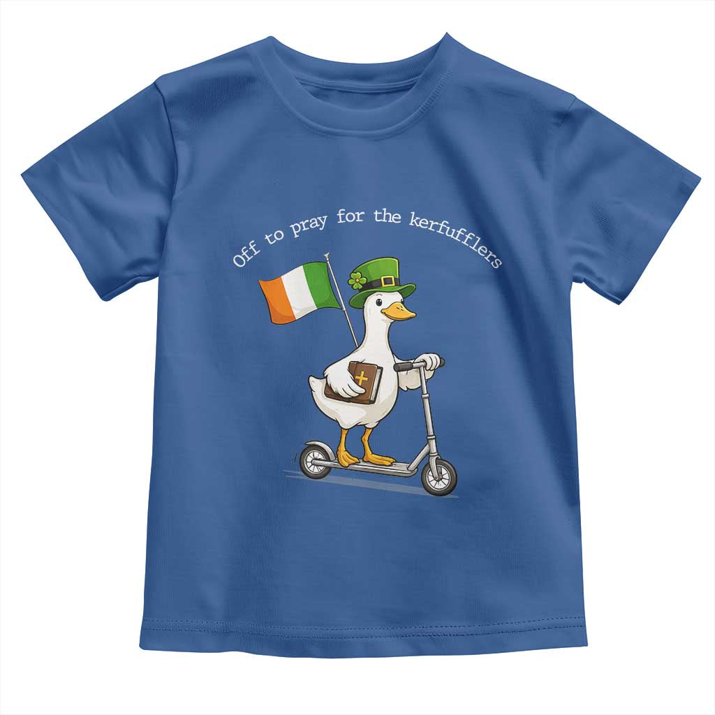 Funny Goose Christian St Patrick's Day Toddler T Shirt Off To Pray For The Kerfufflers TS14 Royal Blue Print Your Wear