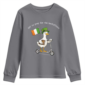 Funny Goose Christian St Patrick's Day Youth Sweatshirt Off To Pray For The Kerfufflers TS14 Charcoal Print Your Wear