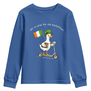 Funny Goose Christian St Patrick's Day Youth Sweatshirt Off To Pray For The Kerfufflers TS14 Royal Blue Print Your Wear
