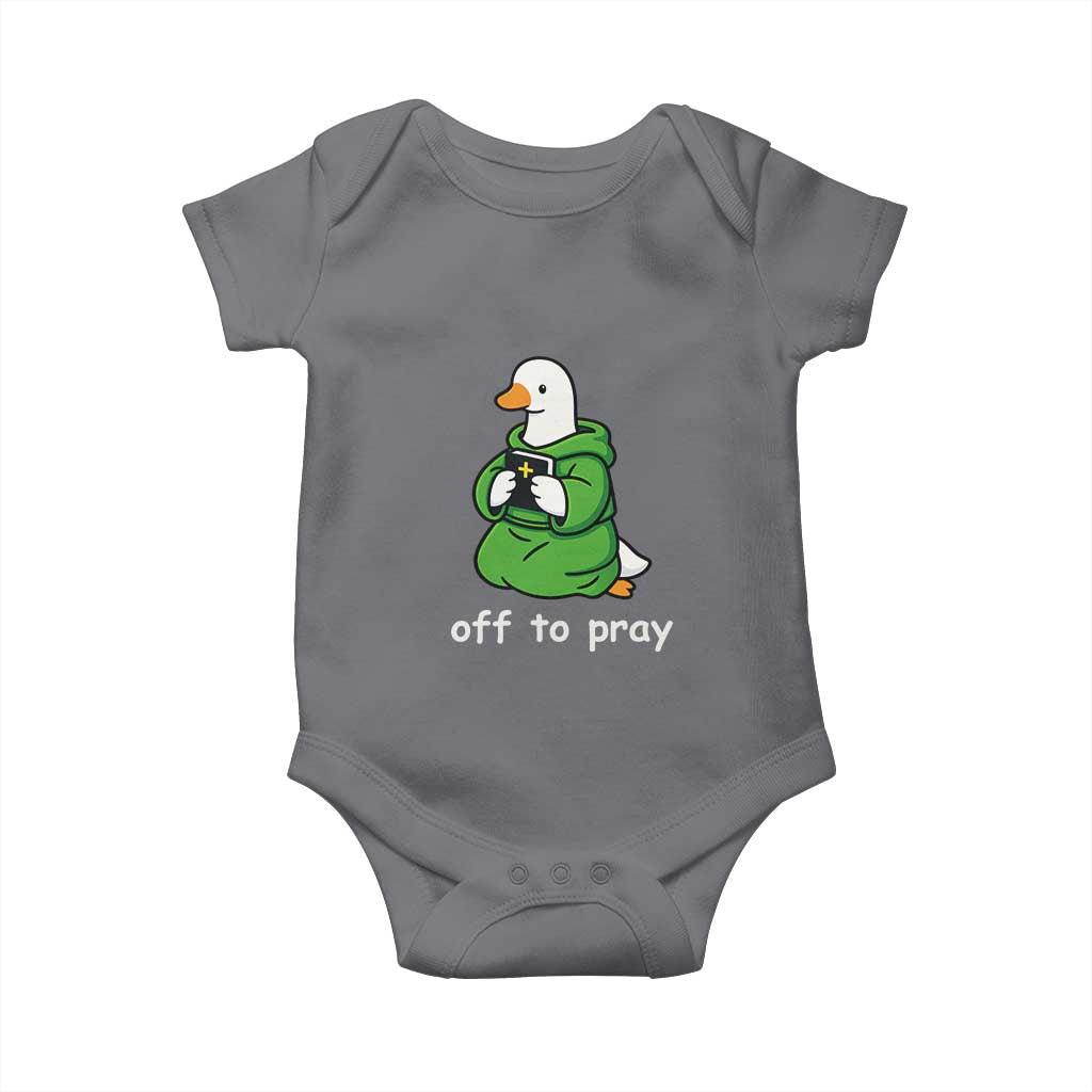 Christian Goose St Patrick's Day Baby Onesie Off To Pray TS14 Charcoal Print Your Wear