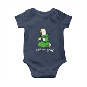 Christian Goose St Patrick's Day Baby Onesie Off To Pray TS14 Navy Print Your Wear