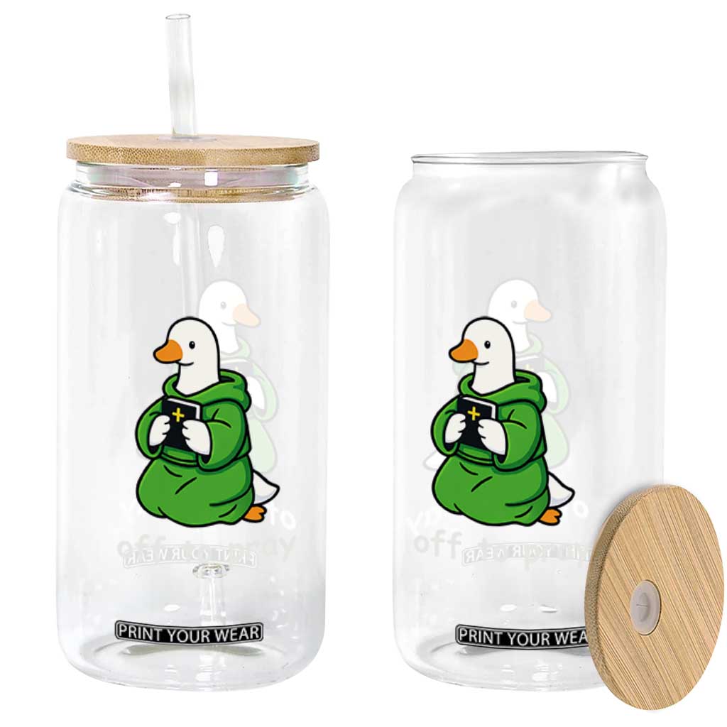 Christian Goose St Patrick's Day Glass Can Off To Pray TS14 Print Your Wear