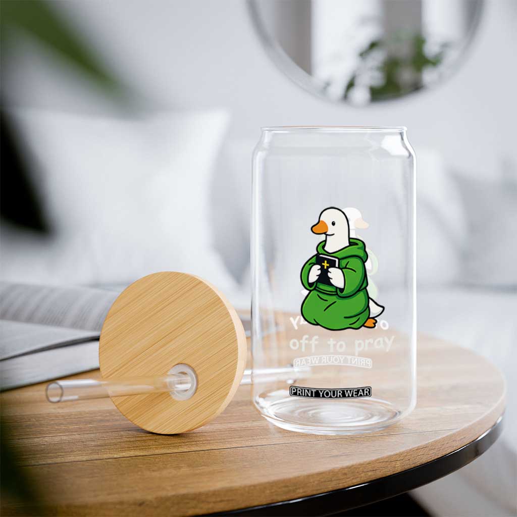 Christian Goose St Patrick's Day Glass Can Off To Pray TS14 Print Your Wear