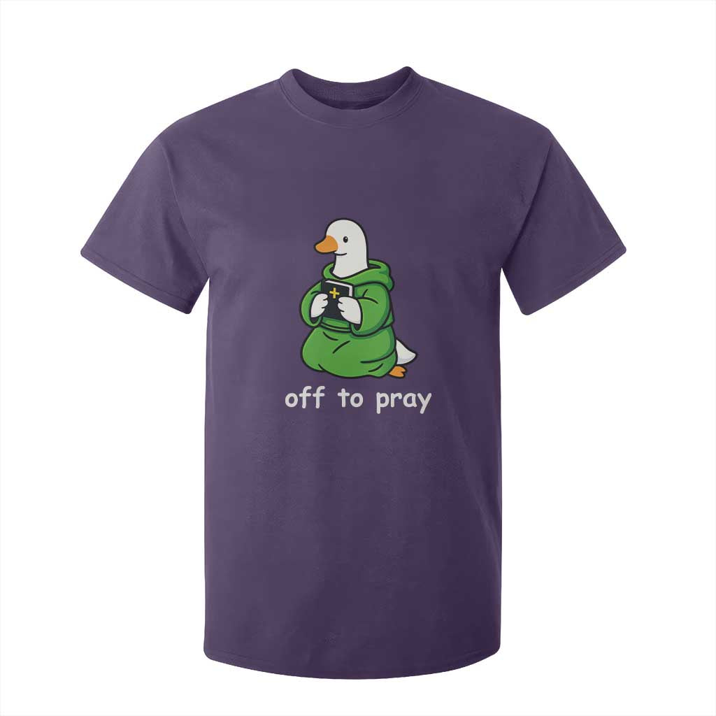 Christian Goose St Patrick's Day T Shirt For Kid Off To Pray TS14 Purple Print Your Wear