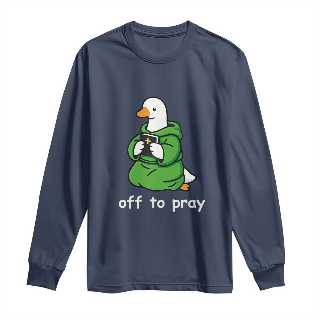 Christian Goose St Patrick's Day Long Sleeve Shirt Off To Pray TS14 Navy Print Your Wear