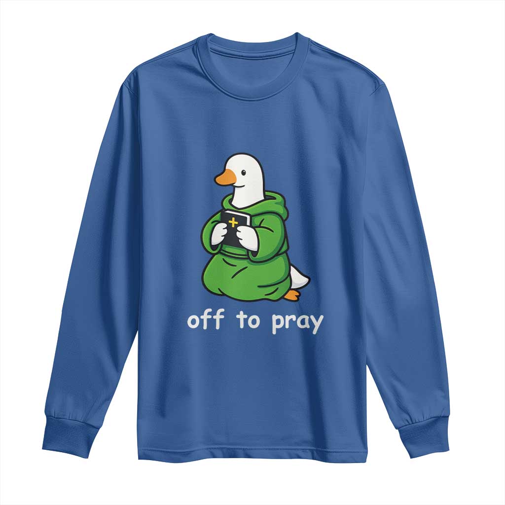 Christian Goose St Patrick's Day Long Sleeve Shirt Off To Pray TS14 Royal Blue Print Your Wear