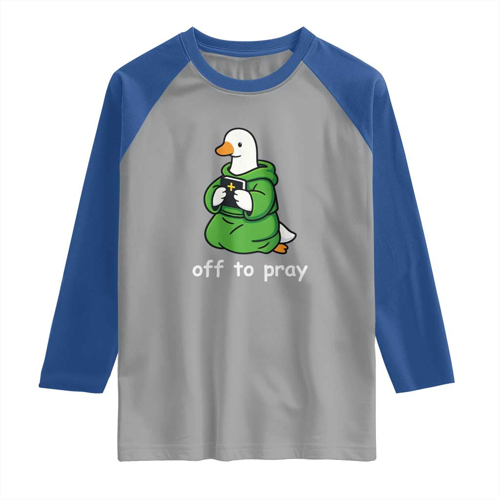 Christian Goose St Patrick's Day Raglan Shirt Off To Pray TS14 Sport Gray Royal Print Your Wear