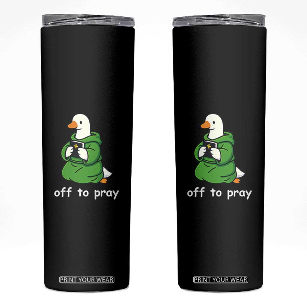 Christian Goose St Patrick's Day Skinny Tumbler Off To Pray TS14 Black Print Your Wear
