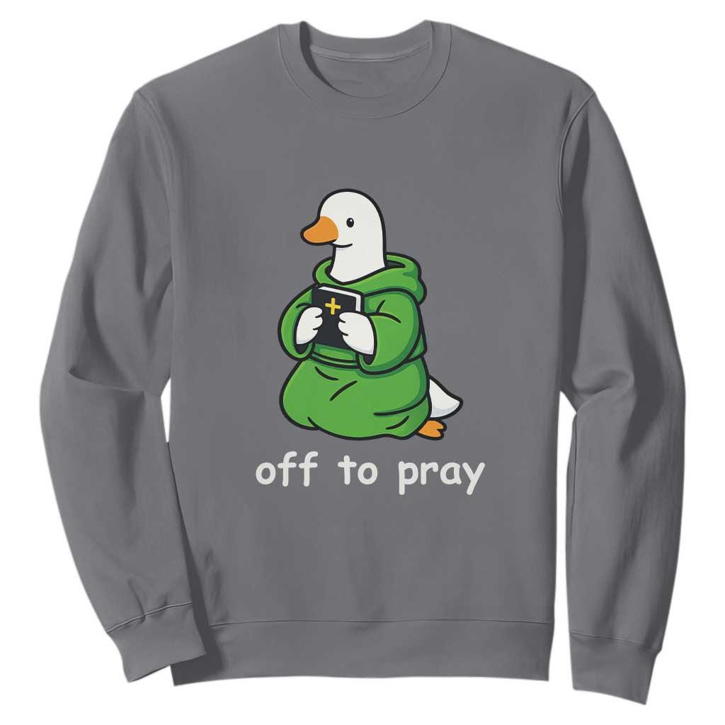 Christian Goose St Patrick's Day Sweatshirt Off To Pray TS14 Charcoal Print Your Wear