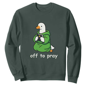 Christian Goose St Patrick's Day Sweatshirt Off To Pray TS14 Dark Forest Green Print Your Wear