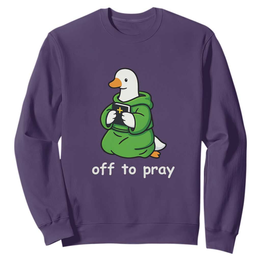 Christian Goose St Patrick's Day Sweatshirt Off To Pray TS14 Purple Print Your Wear
