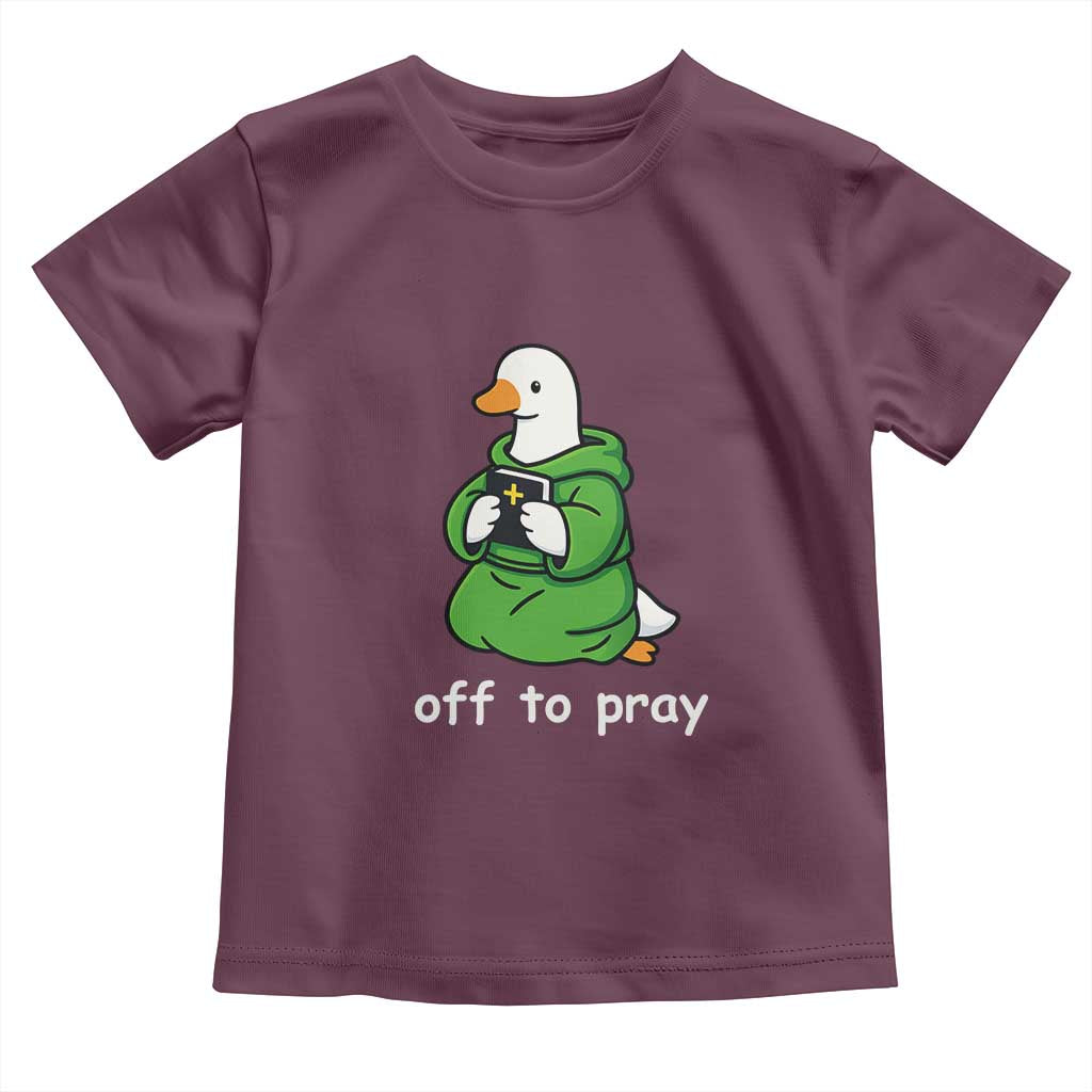 Christian Goose St Patrick's Day Toddler T Shirt Off To Pray TS14 Maroon Print Your Wear