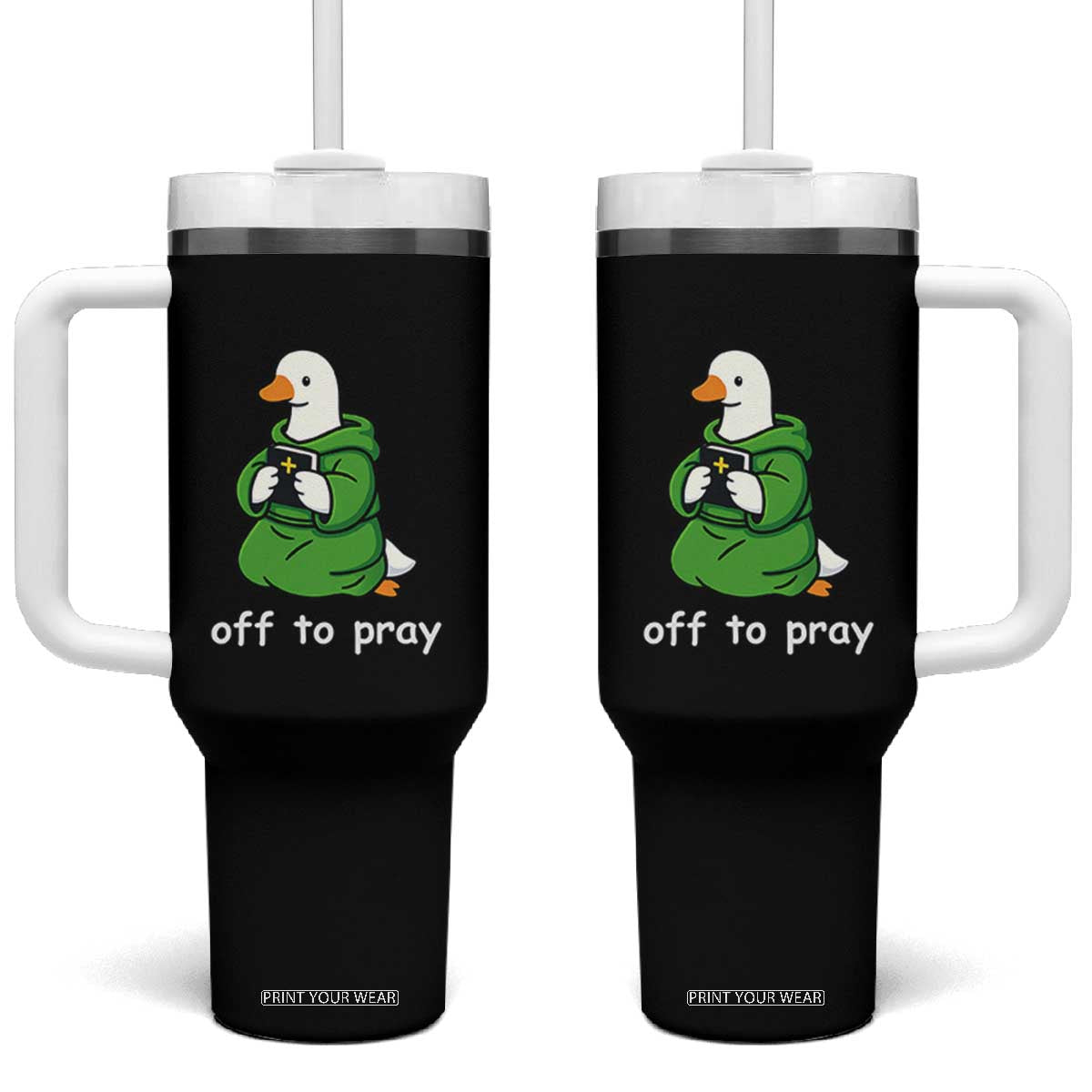 Christian Goose St Patrick's Day Tumbler With Handle Off To Pray TS14 One Size: 40 oz Black Print Your Wear