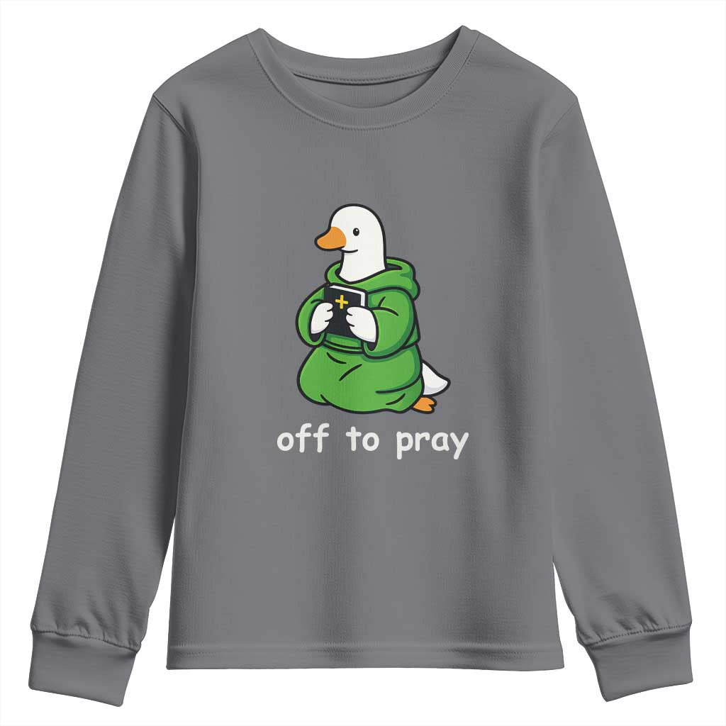 Christian Goose St Patrick's Day Youth Sweatshirt Off To Pray TS14 Charcoal Print Your Wear