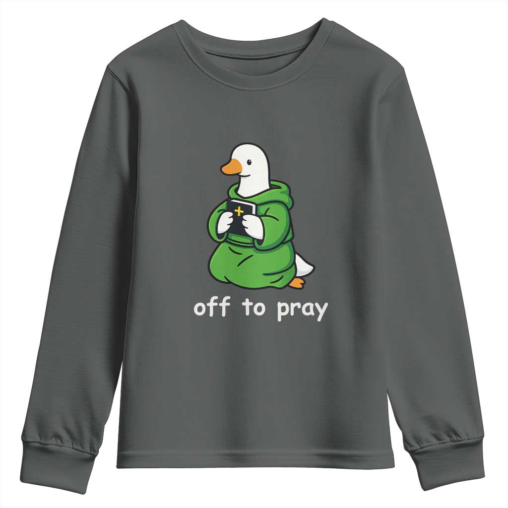 Christian Goose St Patrick's Day Youth Sweatshirt Off To Pray TS14 Dark Heather Print Your Wear