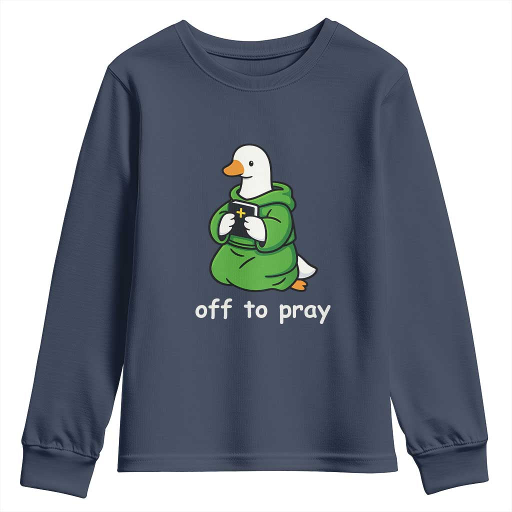 Christian Goose St Patrick's Day Youth Sweatshirt Off To Pray TS14 Navy Print Your Wear