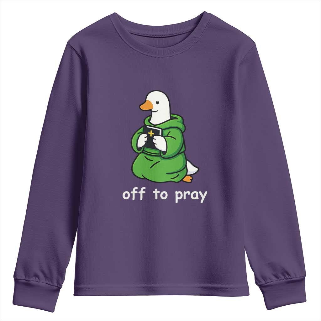 Christian Goose St Patrick's Day Youth Sweatshirt Off To Pray TS14 Purple Print Your Wear