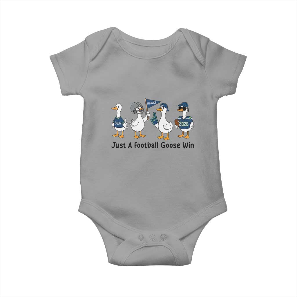 Funny Seattle 2026 Baby Onesie Just A Football Goose Win TS14 Sport Gray Print Your Wear