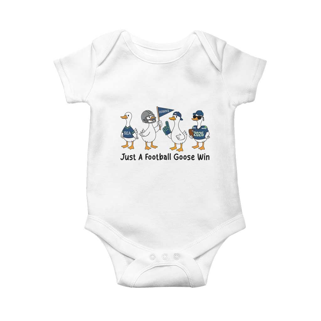 Funny Seattle 2026 Baby Onesie Just A Football Goose Win TS14 White Print Your Wear