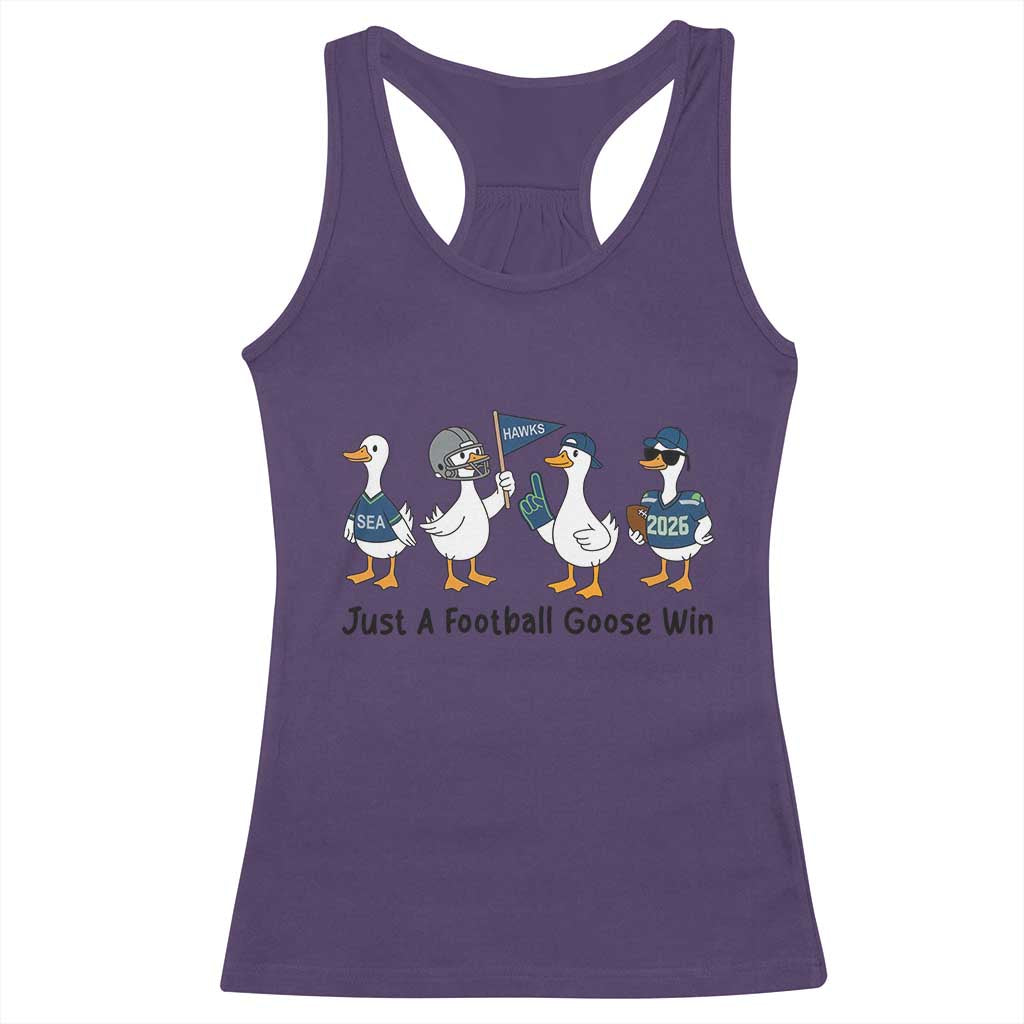 Funny Seattle 2026 Racerback Tank Top Just A Football Goose Win TS14 Purple Print Your Wear