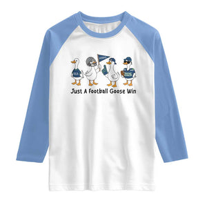Funny Seattle 2026 Raglan Shirt Just A Football Goose Win TS14 White Carolina Blue Print Your Wear