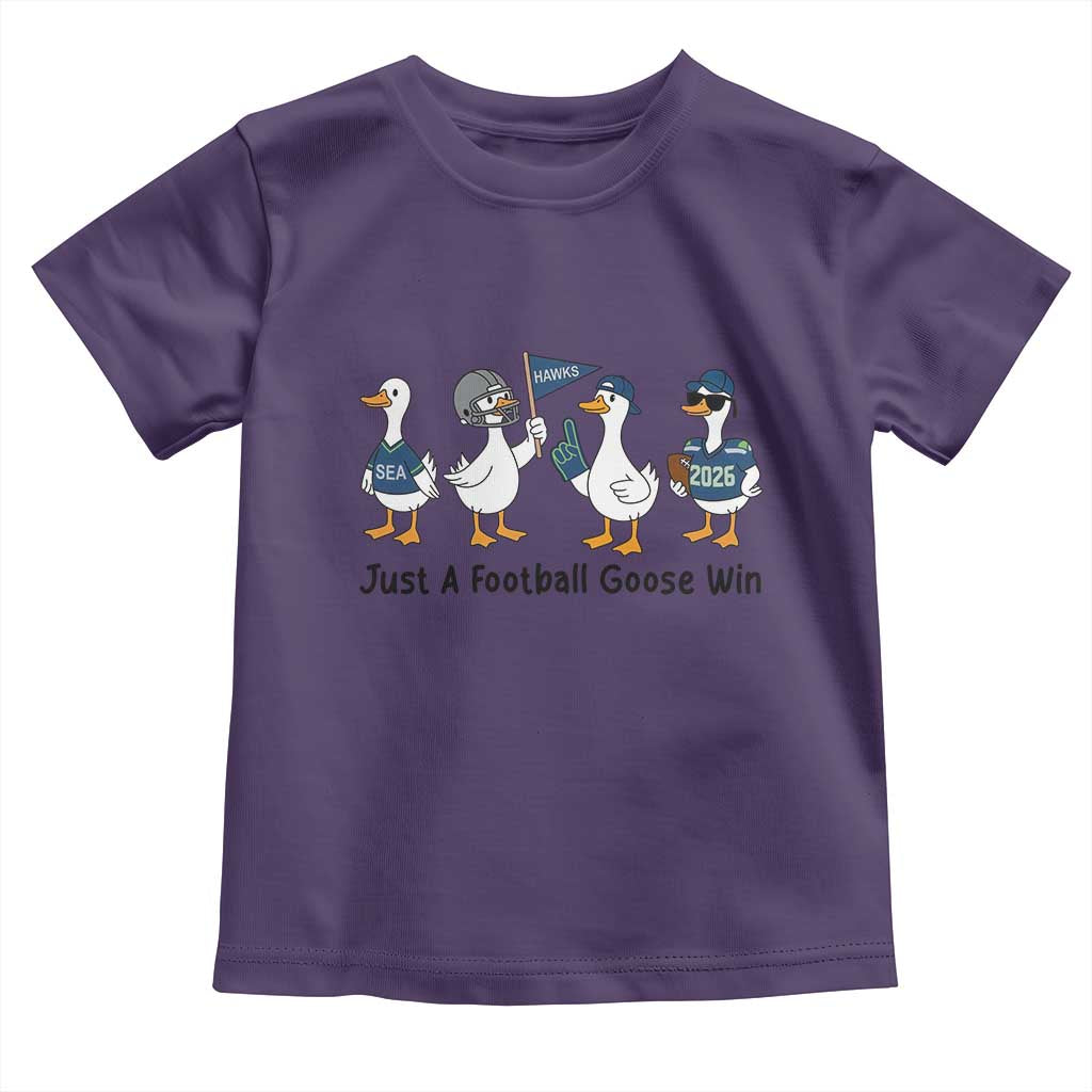 Funny Seattle 2026 Toddler T Shirt Just A Football Goose Win TS14 Purple Print Your Wear