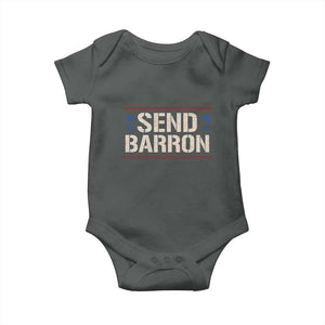 Send Barron Baby Onesie Viral Hashtag Political Protest TS14 Dark Heather Print Your Wear