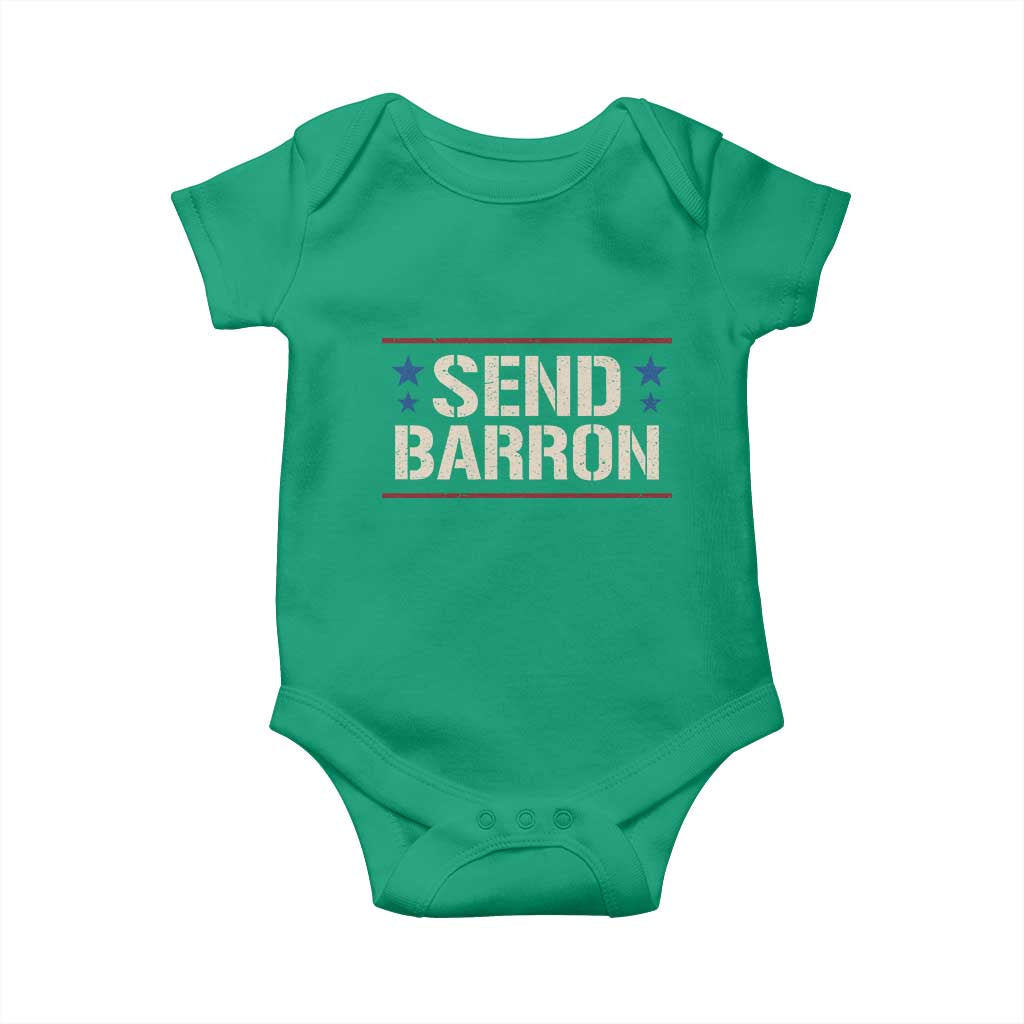 Send Barron Baby Onesie Viral Hashtag Political Protest TS14 Irish Green Print Your Wear