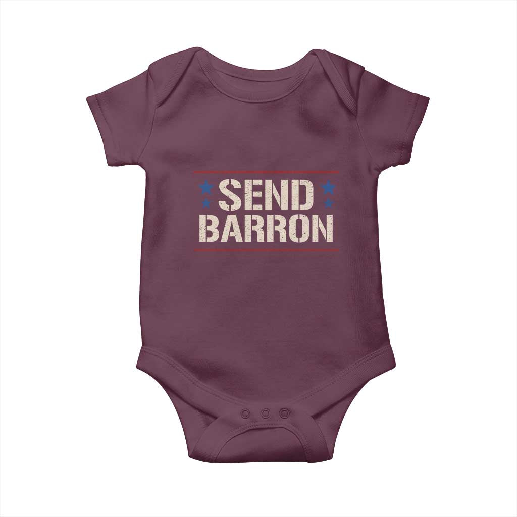 Send Barron Baby Onesie Viral Hashtag Political Protest TS14 Maroon Print Your Wear