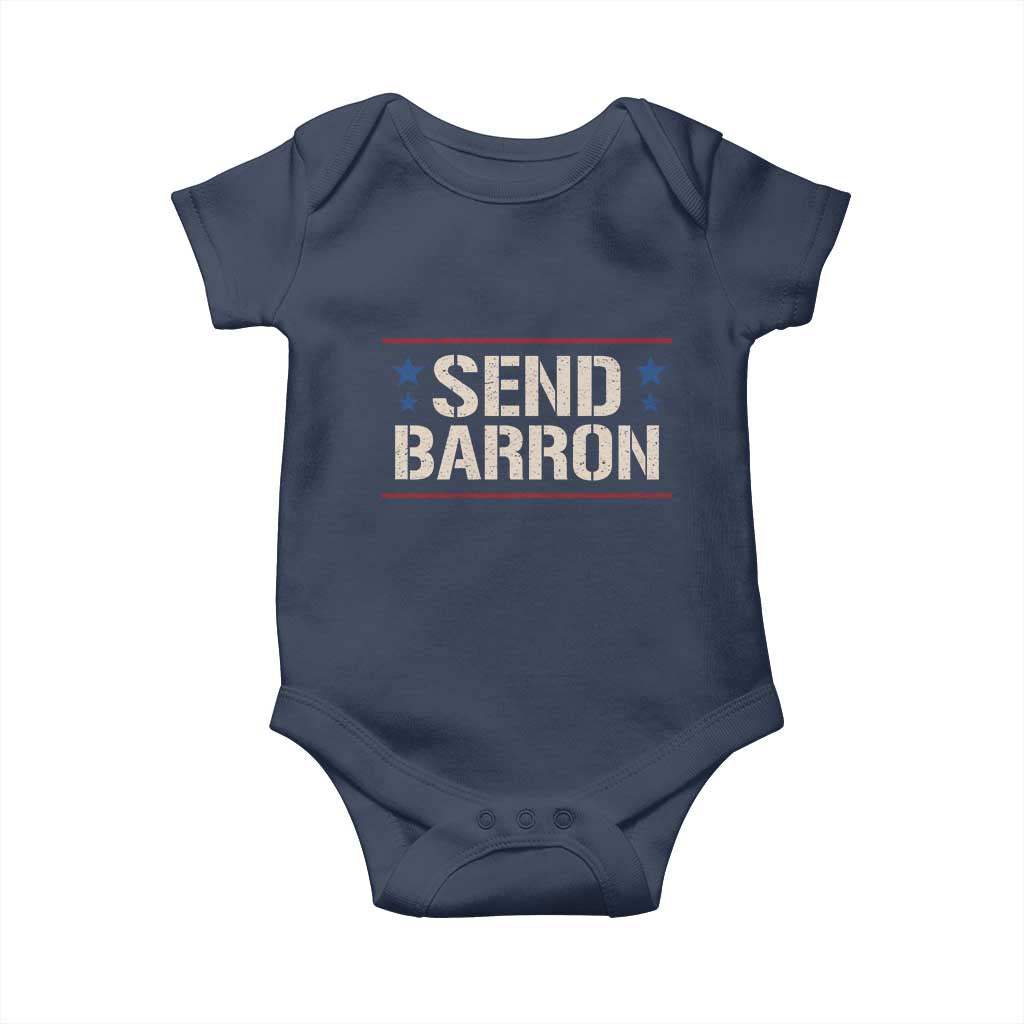 Send Barron Baby Onesie Viral Hashtag Political Protest TS14 Navy Print Your Wear