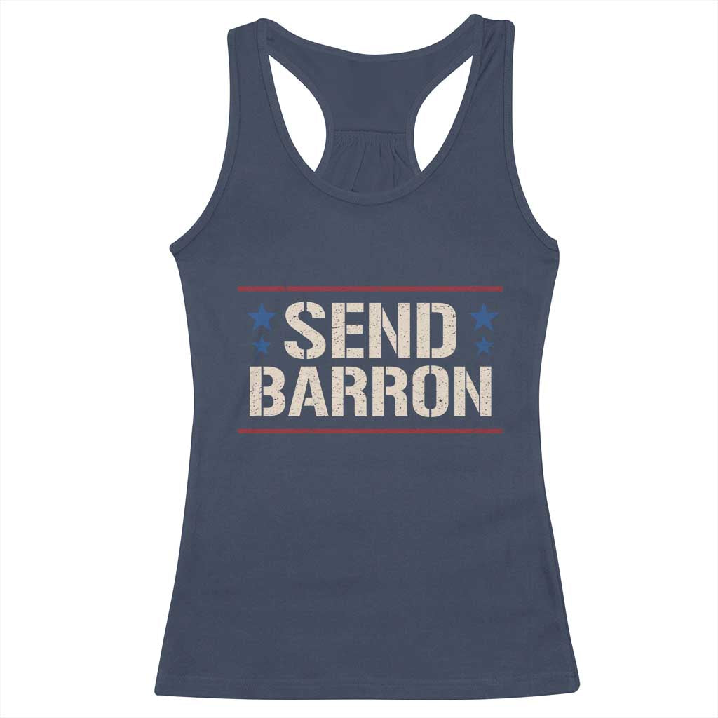 Send Barron Racerback Tank Top Viral Hashtag Political Protest TS14 Navy Print Your Wear