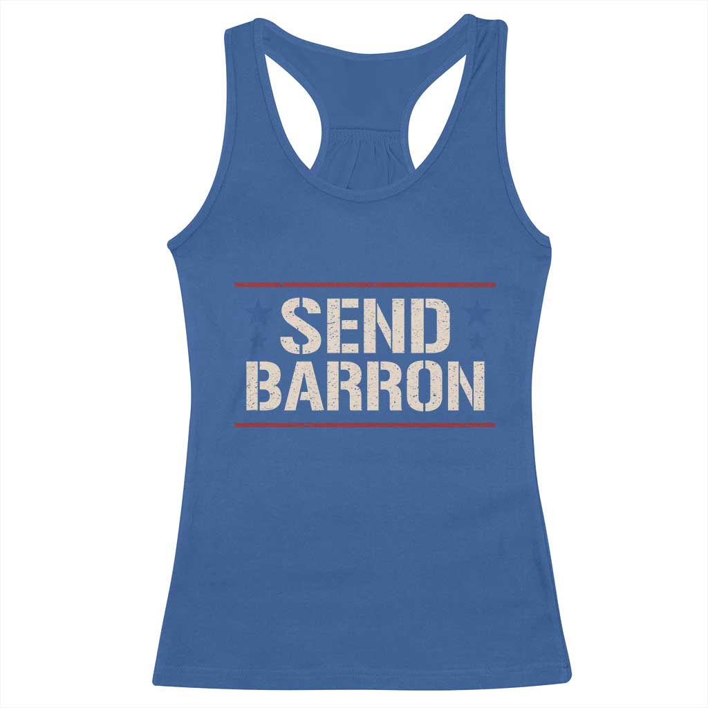 Send Barron Racerback Tank Top Viral Hashtag Political Protest TS14 Royal Blue Print Your Wear