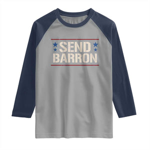 Send Barron Raglan Shirt Viral Hashtag Political Protest TS14 Sport Gray Navy Print Your Wear