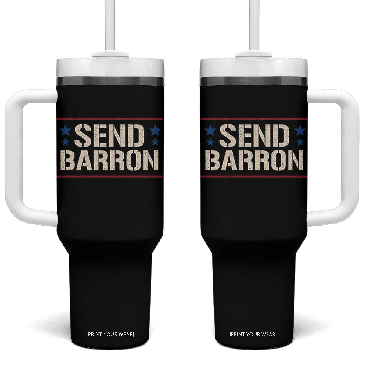 Send Barron Tumbler With Handle Viral Hashtag Political Protest TS14 One Size: 40 oz Black Print Your Wear