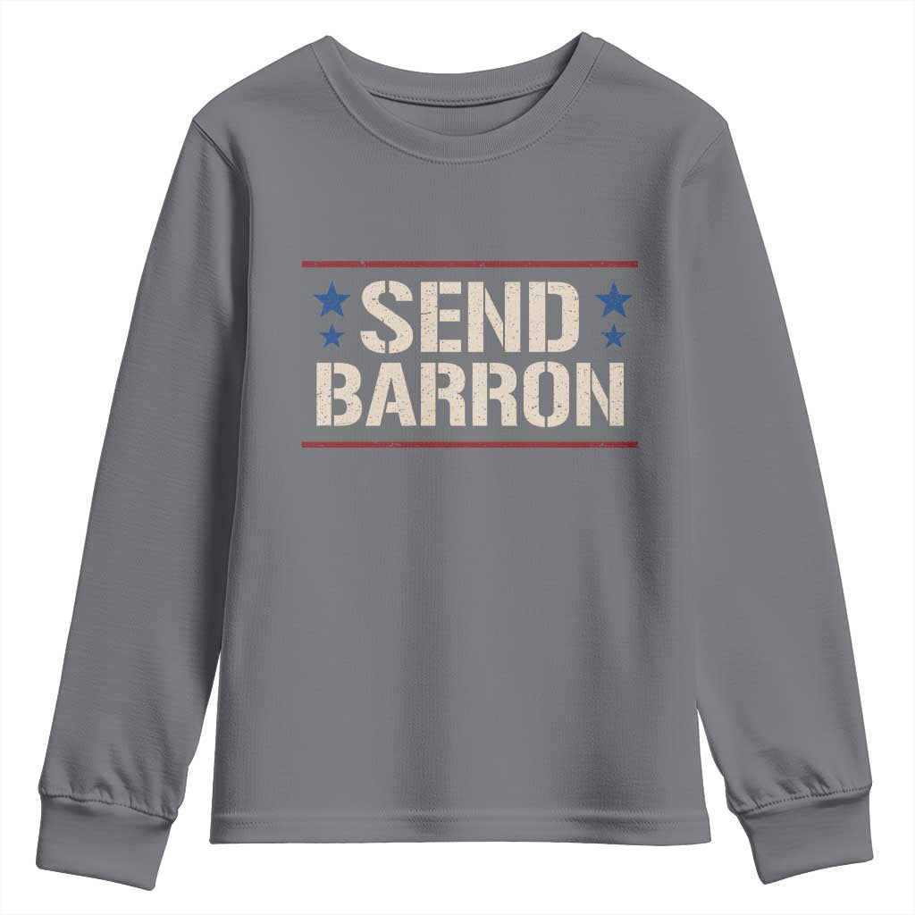 Send Barron Youth Sweatshirt Viral Hashtag Political Protest TS14 Charcoal Print Your Wear