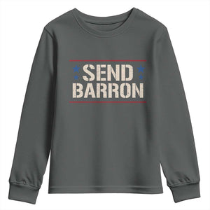 Send Barron Youth Sweatshirt Viral Hashtag Political Protest TS14 Dark Heather Print Your Wear