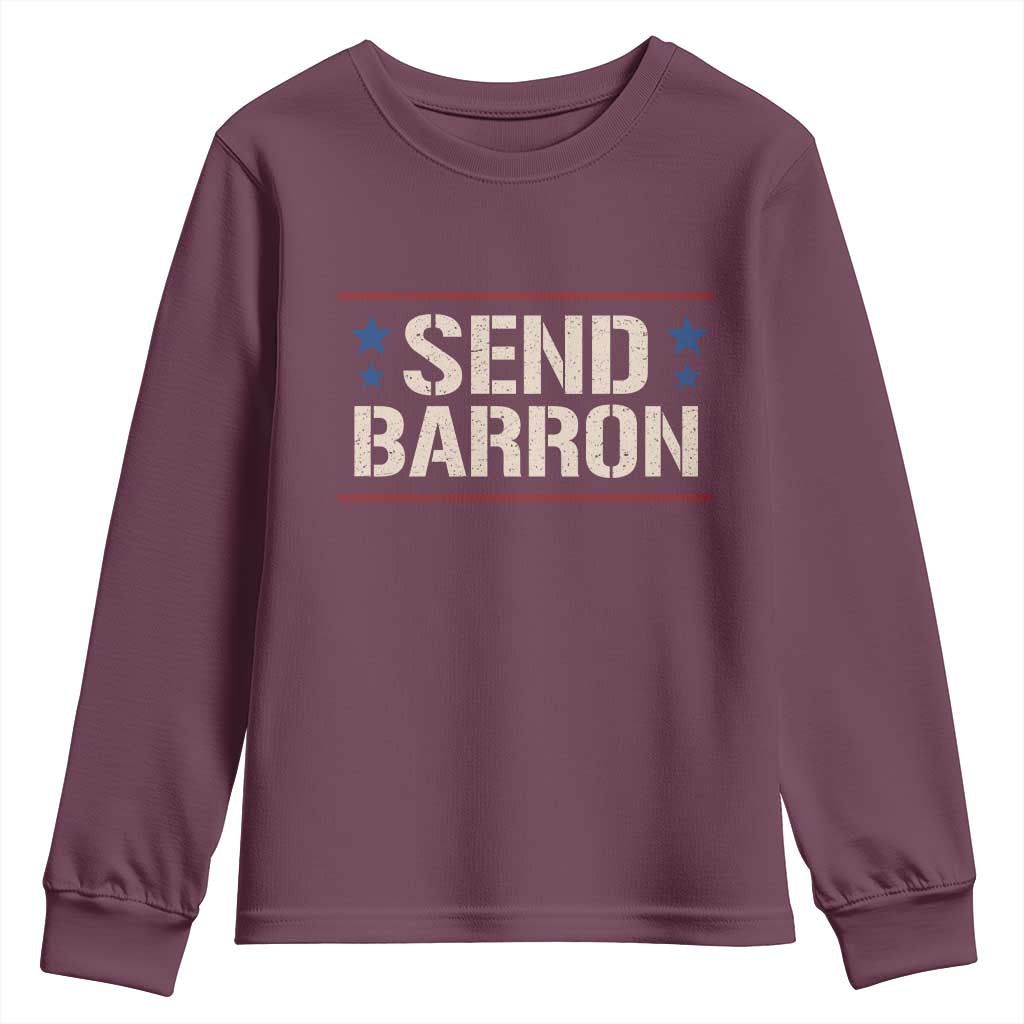 Send Barron Youth Sweatshirt Viral Hashtag Political Protest TS14 Maroon Print Your Wear