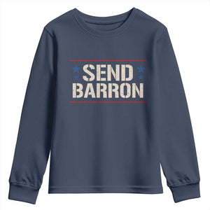 Send Barron Youth Sweatshirt Viral Hashtag Political Protest TS14 Navy Print Your Wear