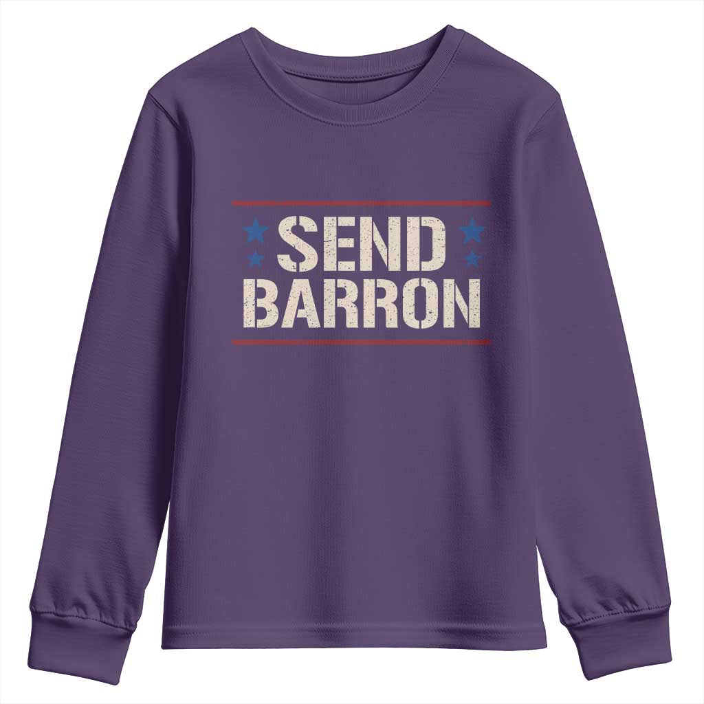 Send Barron Youth Sweatshirt Viral Hashtag Political Protest TS14 Purple Print Your Wear